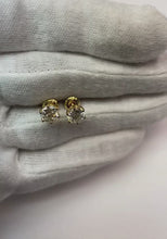 2 Carats Old Miner Round Natural Earth Mined Diamond Stud Women Earring Yellow Gold