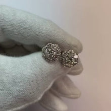 1.7 Ct Round Stud Natural Earth Mined Diamond Halo Earring 14K White Gold