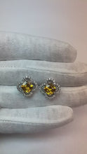 Clover Leaf Style Yellow Sapphire and Natural Earth Mined Diamond Earrings 7.75 Carats