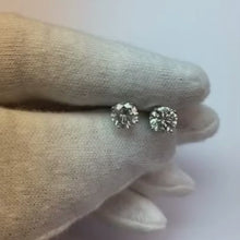 Four Prong Round Natural Earth Mined Diamond Stud Earring 2.50 Carats White Gold 14K