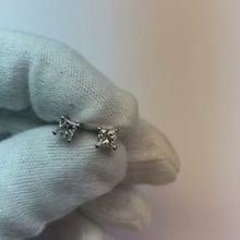1 Carat Natural Earth Mined Diamond Stud Earring Four Prong Set Princess Cut Gold White 14K