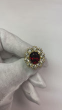 7.25 Ct Prong Set Oval Cut Garnet And Natural Earth Mined Diamonds Engagement Ring
