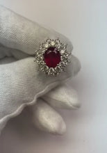6.50 Ct Red Ruby With Natural Earth Mined Diamonds Ring White Gold