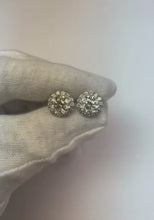 Halo Old Miner Natural Earth Mined Diamond Studs 8 Carats Prong Set White Gold 14K