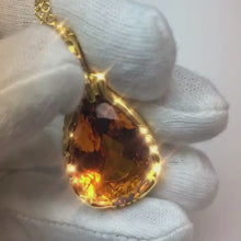 32 Ct Madeira Natural Citrine Women Necklace Pendant Yellow Gold