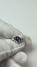 Natural Earth Mined Diamond Trillion V Prong Blue Sapphire Ring 2 Carats Twisted Style