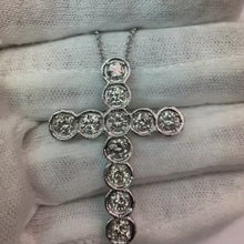 Round Natural Earth Mined Diamond Cross Pendant Milgrain Necklace 4 Carat WG 14K