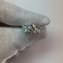 4.51 Carats Round 3 Stone Natural Earth Mined Diamond Engagement Ring Trellis Style