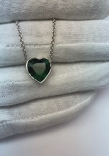 7 Ct Big Heart Shape Green Emerald Pendant Necklace