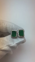 Prong Set Radiant Green Emerald Halo Natural Earth Mined Diamonds Pave 4.70 Ct. Studs