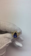 Halo Ring Vintage Style Pear Sri Lankan Sapphire & Natural Earth Mined Diamonds 3.50 Carats