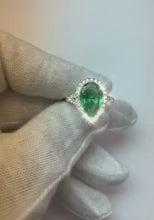 3.50 Ct Pear Cut Green Emerald And Natural Earth Mined Diamond Wedding Ring