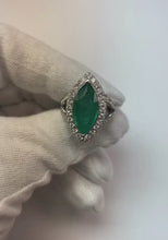 Marquise Cut Green Emerald & Round Natural Earth Mined Diamond 6.50 Carats Anniversary Ring
