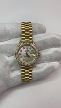 Rolex Women President Style Watch Yellow Gold Natural Earth Mined Diamond Mop Dial