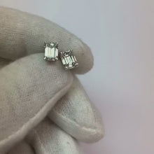 2 Carats 14K White Gold Emerald Cut Solitaire Natural Earth Mined Diamond Stud Earring
