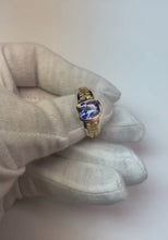 Two Tone Solitaire Tanzanite Ring Cushion Bezel Set 5.50 Carats