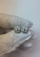 Halo Natural Earth Mined Diamond Stud Earrings 2.32 Carats