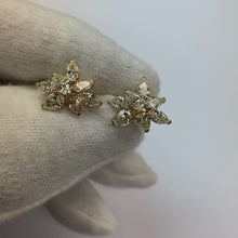 3 Carats Pear Shape Round Natural Earth Mined Diamond Cluster Earrings Gold
