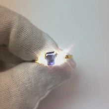 Ladies Asscher Natural Earth Mined Diamond Ring Ceylon Sapphire 3 Stone Jewellery 2 Carats