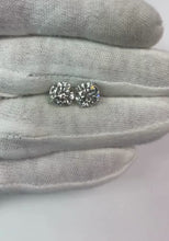 Solitaire Round Cut Natural Earth Mined Diamond Stud Earring Pair White Gold