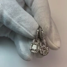 Radiant And Round Natural Earth Mined Diamond 3.50 Carat Earring Leverback White Gold 14K