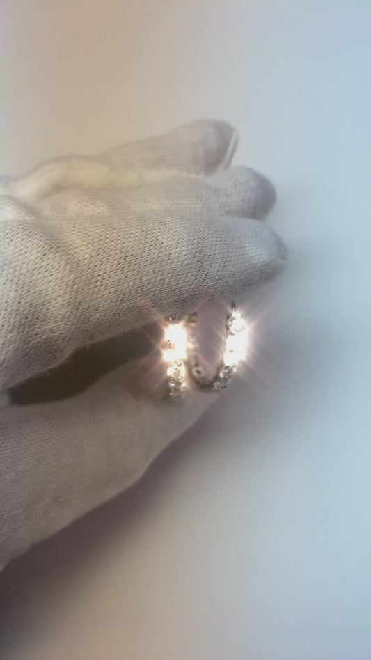 Beautiful Genuine Round Cut Natural Earth Mined Diamond Hoop Earring Solid White Gold 14K 3 Ct.