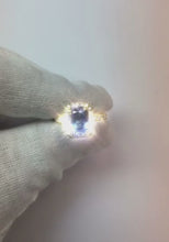 3 Ct Cushion Sri Lanka Blue Sapphire And Halo Natural Earth Mined Diamond Ring