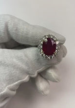 Cushion Ruby And Round Natural Earth Mined Diamonds 7 Carats Anniversary Ring