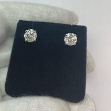 Round Natural Earth Mined Diamond Stud Earrings 2 Carats White Gold 14K