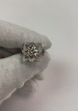 Natural Earth Mined Diamond Ring Lotus Flower 2.50 Carats 4 Prong Setting White Gold
