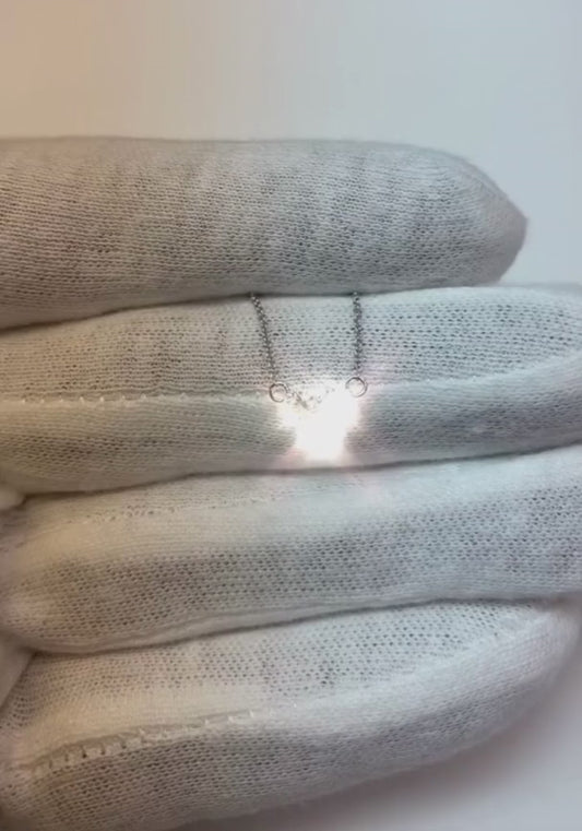 Three-Stone Diamond Necklace Pendant 0.50 Carats 14K White Gold