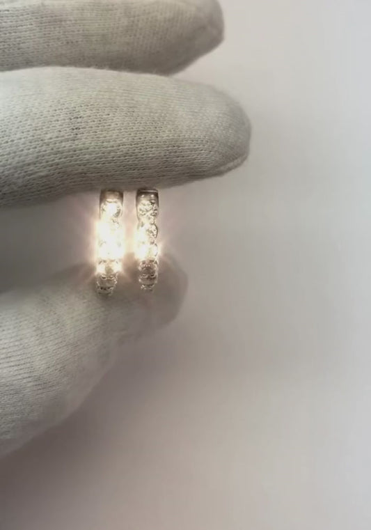5.85 Carats Natural Diamond Women Hoop Earrings Gold White 14K