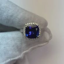 5.70 Ct Big Cushion Tanzanite & Round Natural Earth Mined Diamond Ring White Gold 14K