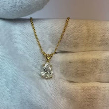 1.5 Carat Pear Natural Earth Mined Diamond Solitaire Pendant Necklace Yellow Gold