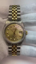 Champagne Natural Earth Mined Diamond Dial Bezel Rolex Datejust Watch Gold & Steel QUICK SET