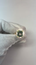 Zambian Green Emerald And Natural Earth Mined Diamond Engagement Ring 11.50 Carats Two Tone 14K
