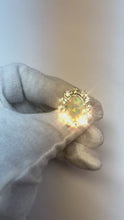Opal And Natural Earth Mined Diamonds 6.75 Carats Anniversary Ring Gold 14K New