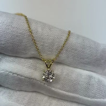 Solitaire Round Natural Earth Mined Diamond Necklace Pendant With Chain 1 Carat WG 14K
