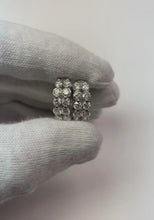 3 Carats Round Cut Two Row Natural Earth Mined Diamonds Women Huggies Hoop Earring