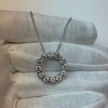Natural Earth Mined Diamond Circle Pendant With Chain 3 Carats White Gold 14K