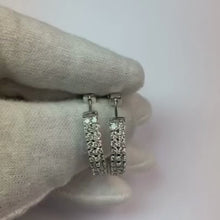 Double Row Inside Out 4 Carats Natural Earth Mined Diamonds Hoop Earrings White Gold 14K