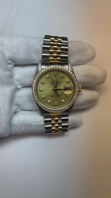 Champagne Natural Earth Mined Diamond Dial Bezel Rolex Datejust Watch Gold & Steel QUICK SET