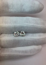 Sparkling Round Natural Earth Mined Diamonds 3.00 Carats Stud Earrings White Gold 14K