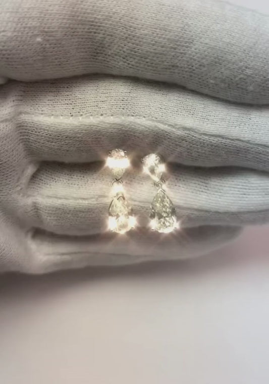 4.70 Carats Pear Diamond Drop Women Earring White Gold 14K