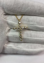 Round Natural Earth Mined Diamond Cross Necklace Pendant 1.10 Carat Yellow Gold 14K