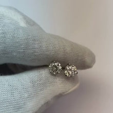 2 Carat Round Natural Earth Mined Diamond Stud Earring White Gold 14K Prong Setting