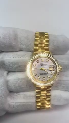 Lady Rolex Presidential Watch-Mop Bezel President Yellow Gold