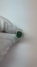 Zambian Green Emerald And Natural Earth Mined Diamond Engagement Ring 11.50 Carats Two Tone 14K