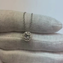Natural Earth Mined Diamond Ladies Halo Pendant Necklace 1.45 Carats 14K White Gold New