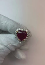12.75 Ct Heart Shaped Red Ruby Natural Earth Mined Diamond Ring White Gold 14K New